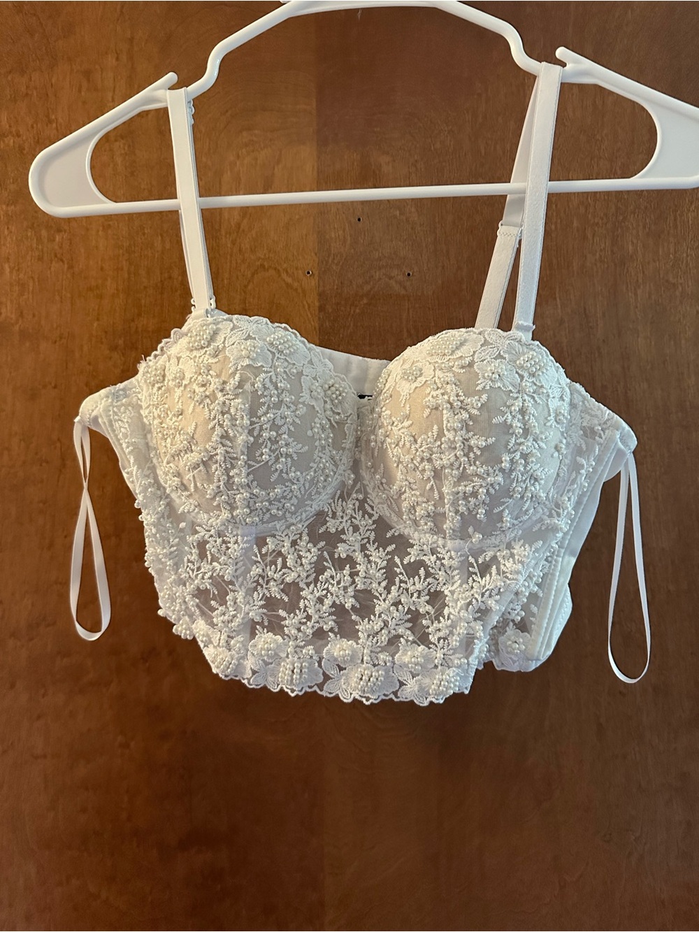 Windsor White Lace Embroidered Bustier Crop Top